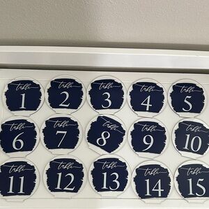 Navy Table Numbers (1-15)